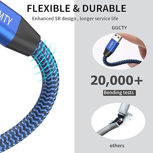 GGMTY USB to USB Cable 1.5FT,Durable Braidedfor USB 3.0 Male to Male Type A to Type A Cable Data Transfer Compatible with Hard Drive, Laptop, DVD Player, TV, USB 3.0 Hub, Monitor, Camera