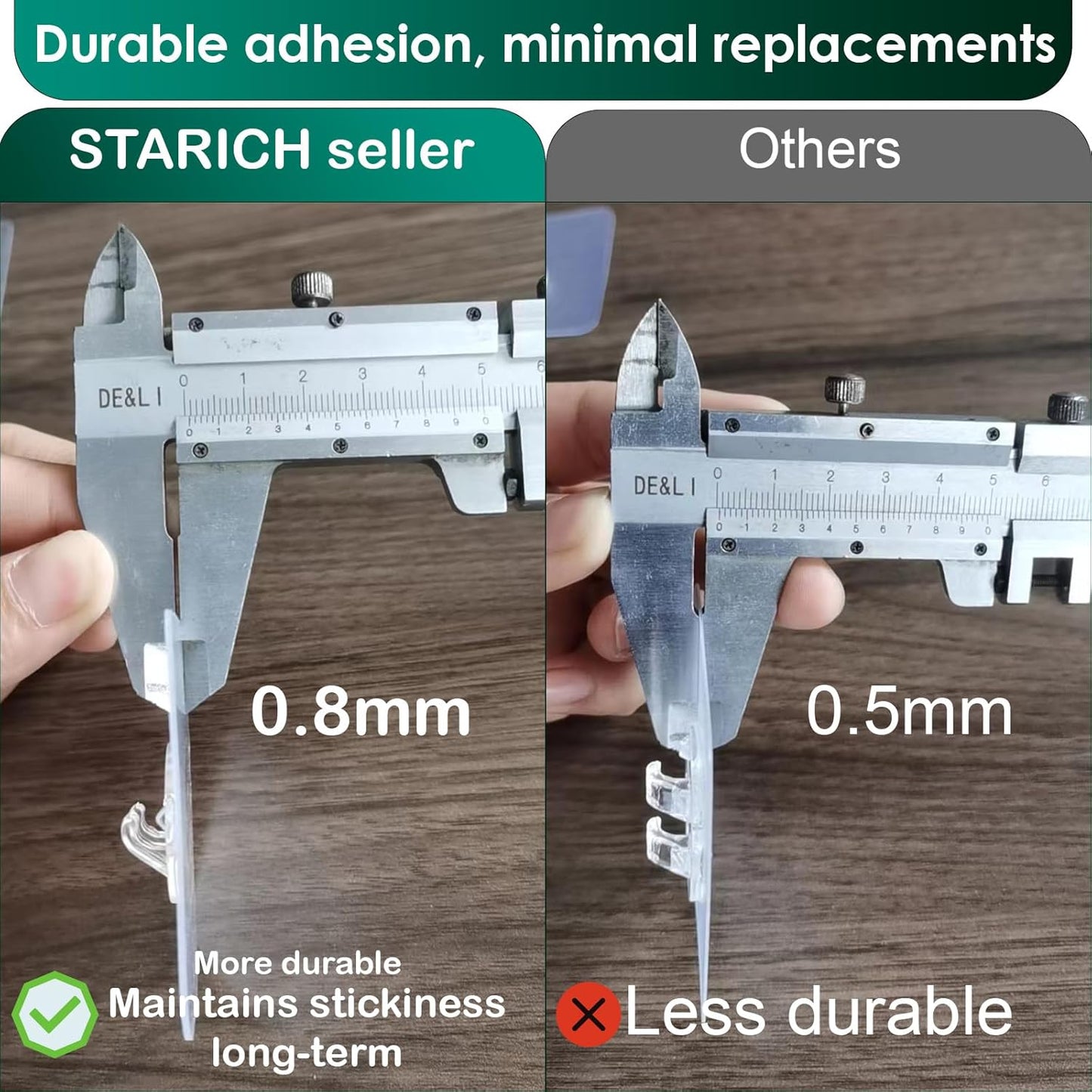 Skiennix Shower Caddy Adhesive Replacement Stickers - 4 Pack with 3 Hooks for Easy Installation