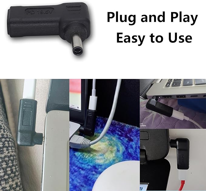 HCFeng 90W PD Power Charger Connector Adapter USB C to 4.5mm Laptop Charging Adapter Type C Female to DC 4.5 x 3.0mm Male Plug PD Power Charger Connector for H-P/De-ll[DP-4530]