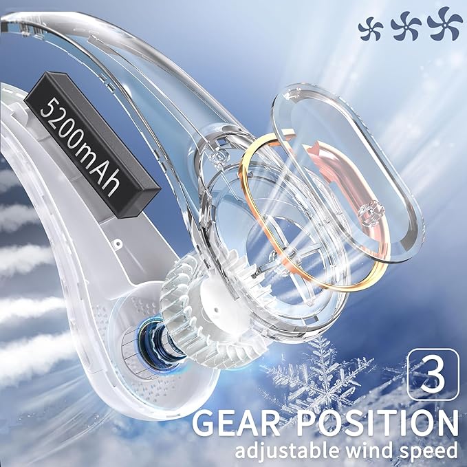 FrSara Neck Fan, Portable Personal Fan Strong Wind, 4000mAh, Air Volume,360° Cooling, No Hair Twisting, Air Volume On 2 Sides, Non-Slip, Quick Charge, Long Use Time, Birthday Gift for Women, Dad, Men