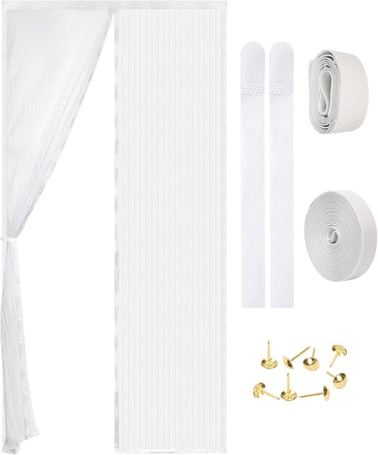 Amzjjle Magnetic Screen Door - Self Sealing, Heavy Duty, Hands Free Mesh Partition Keeps Bugs Out Let Breeze in- Pet and Kid Friendly - Keep Open Feature (White, Fit Door Size 36 x 78 Inch)