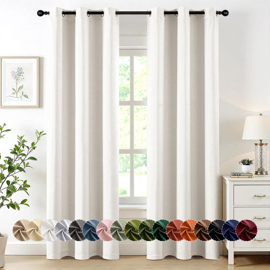MIULEE Ivory Blackout Curtains - Thermal Insulated Room Darkening Drapes | 72-Inch Length, 2 Panels