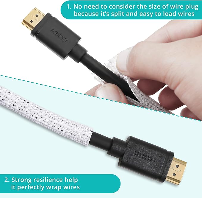 20ft 1/4 inch White Cable Sleeve
