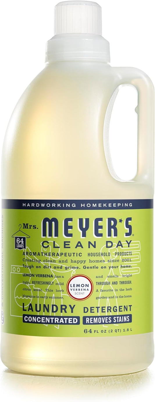 MRS. MEYER'S CLEAN DAY Liquid Laundry Detergent, Infused with Essential Oils, Lemon Verbena, 64 oz (64 Loads)