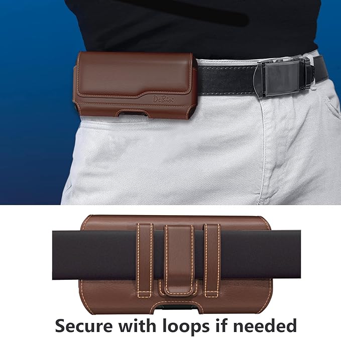 DeBin Case for Galaxy S26 S25 S24 5G S23, S22, S21, S20, S10, S9, A10e, A01, Note 10, Cell Phone Belt Holster Clip Pouch Holder Cover (Fits Samsung with Otterbox Commuter Case) Brown