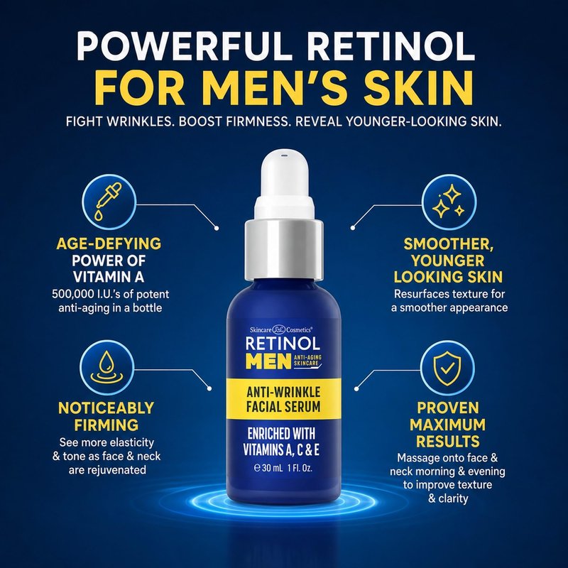 LIVAURA Retinol Men’s Face Serum – Anti Aging Serum for Face, Brightening Serums for Dark Spots & Glow, Hydrating Hyaluronic Acid, Skin Care for Wrinkles & Even Tone, Best Facial Serums