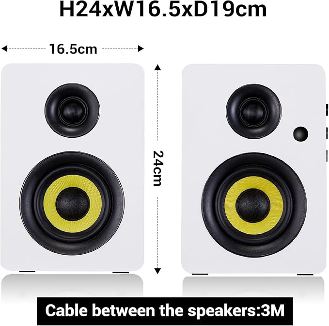 Sanyun SW206 80W Active Dual-Mode Bookshelf Speakers, 4” Studio Monitor & HiFi Mode, Upgraded 3D Sound Field, 6.35mm TRS Balanced, Bluetooth 5.4, Optical Coaxial Aux USB 24bit DAC, White