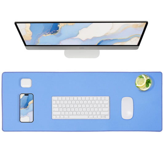 ALOANES Blue Waterproof Desk Mat, Large Mouse Pad with Extended Mouse Mat, with Anti Slip Base, Stitched Edge, Grain Jacquard Surface, Perfect for Gamer, Office& Home XL (31.50"x11.81"x0.12")