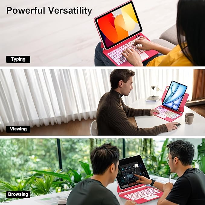 GGQFGTOJ Keyboard Case for iPad Air 13 inch (M3 2025/M2, 2024),iPad Pro 12.9 inch (3/4/5/6th Gen)，Magic-Style Magnetic – Floating Cantilever Stand – Backlit Keyboard Case with Multi-Touch Trackpad
