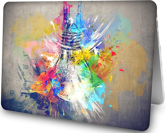 AMCJJ Compatible with MacBook Air 13 Inch Case 2017 2016 2015 2014 2013 2012 2011 2010 Release A1466/A1369, Plastic Hard Shell Case & Keyboard Cover & Screen Protector - Colorful Bulb