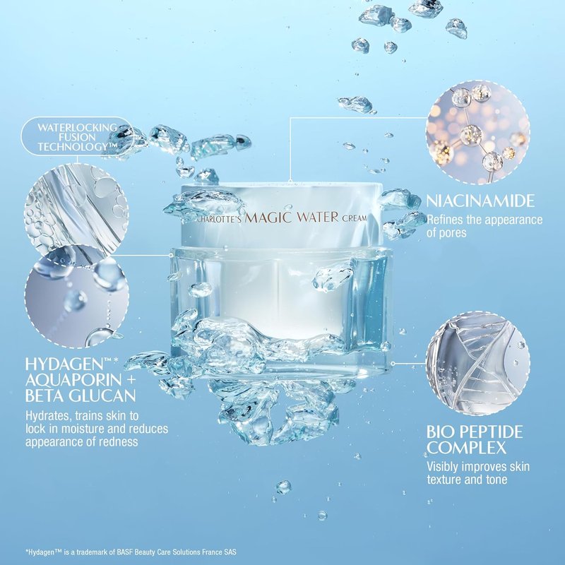 Charlotte Tilbury Magic Water Face Cream - Lightweight Gel Moisturizer for Sensitive Skin | Niacinamide & Biopeptide Complex