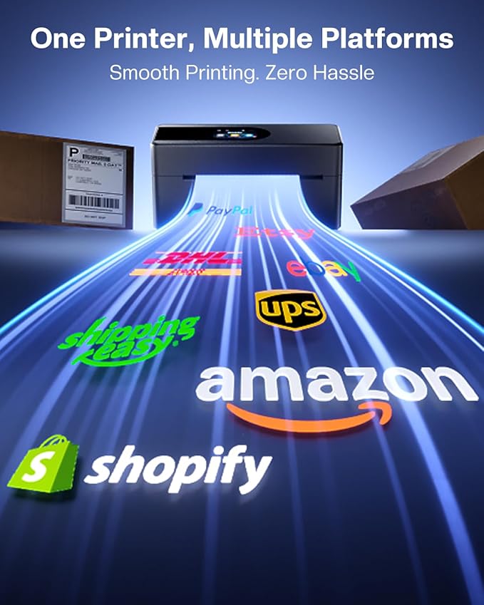 Thermal Printer with Touchscreen – Upgraded Bluetooth 4x6 Thermal Label Printer with Label Holder for Small Businesses, Compatible with Phone, PC, Tablet, Widely Used for Amazon, Shopify, Etsy, Tiktok
