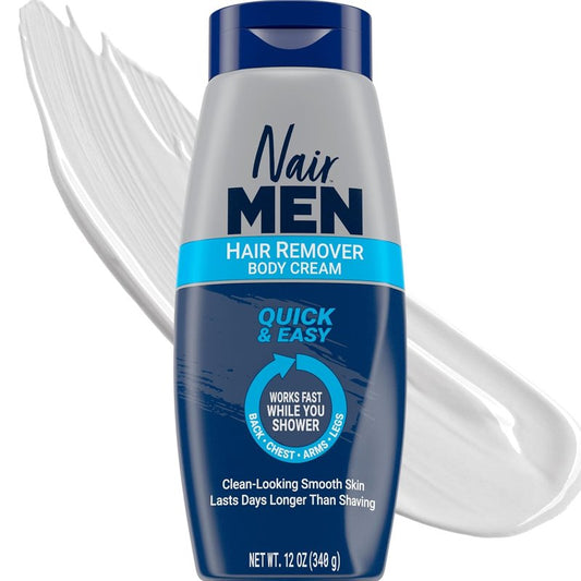 Nair Men Hair Remover Cream - Quick & Easy Body Hair Removal with Aloe | 12 Oz