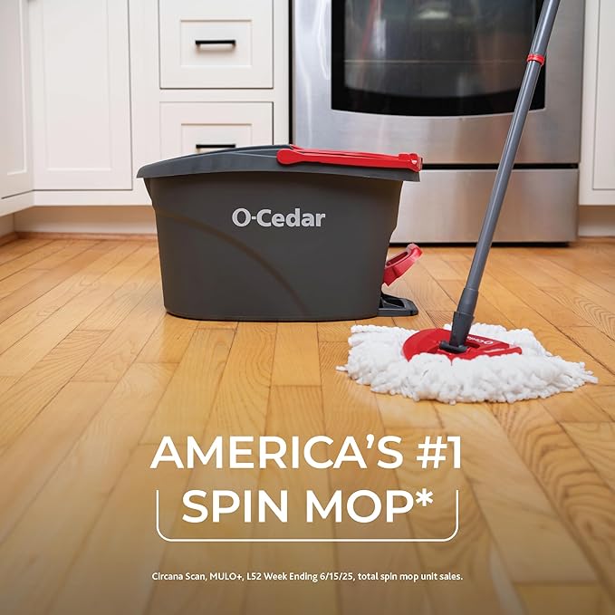 O-Cedar Spin Mop & Sweep Set | EasyWring Mop + One Sweep Broom with Dustpan