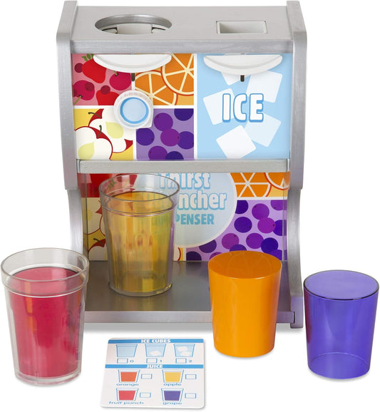 Melissa & Doug Wooden Drink Dispenser - Thirst Quencher with Juice Inserts & Ice Cubes | Preschool Learning Toy for Ages 3+