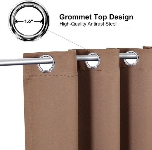 ChrisDowa Blackout Curtains - Thermal Insulated Room Darkening Panels, 80 Inches Long, Cappuccino (Set of 2)