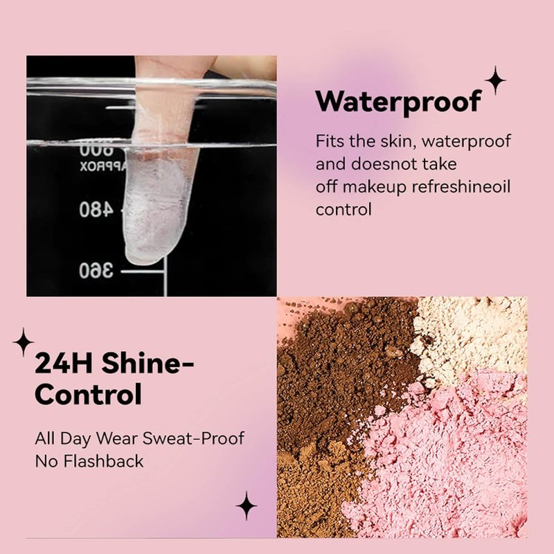 Translucent Shimmer Setting Powder - Waterproof Oil Control | Long-Lasting Face Highlighter for All Skin Types