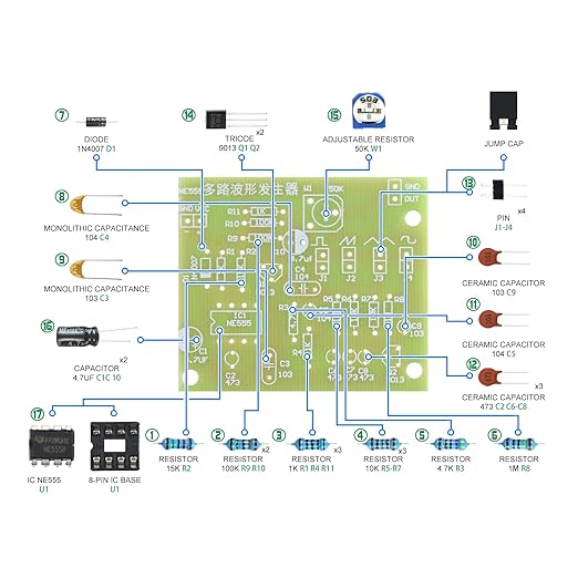 Yidab Soldering Practice Kit DIY Multiplex Waveform Generator Plug-in Circuit Kit Learn Soldering Kit for Beginners