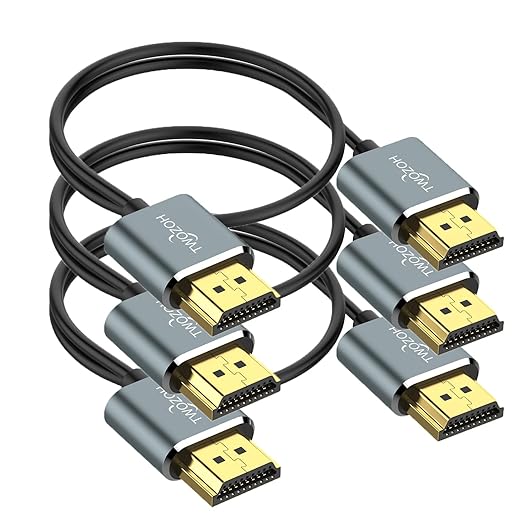 Twozoh Flexible & Slim HDMI Cable 6.6FT 3 Pack, Ultra Thin HDMI Cord Supports High Speed 4K@60Hz 18gbps 2160P/1080P