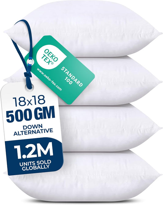 Utopia Bedding Throw Pillows - Fluffy Down Alternative Set of 4 | 18 x 18 Inches, White for Bed & Sofa