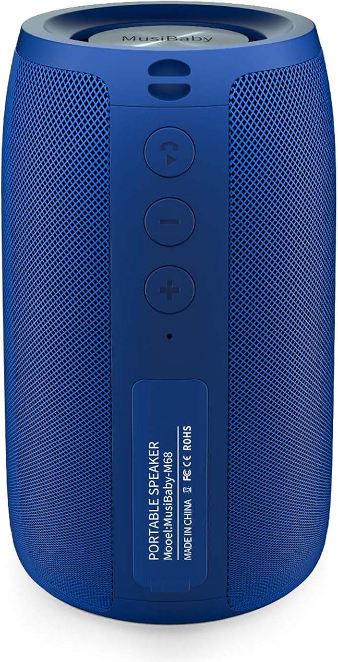 Musibaby M68 Bluetooth Speaker, 12W, IPX5, FM, USB AUX, Blue