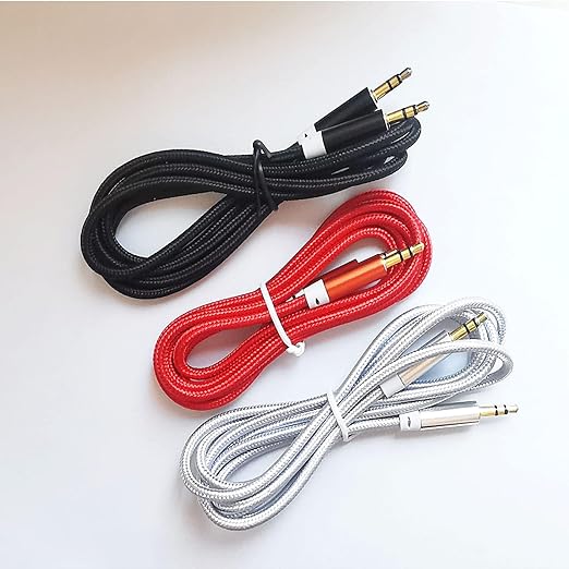 Faoyliye 3.5mm Nylon Braided Stereo Audio Cable,(3 Pack) 4.9ft/1.5m Male to Male Aux Cord Audio Cord Compatible iPhones, iPads and Other 3.5mm DC Plug Port Device (Black)