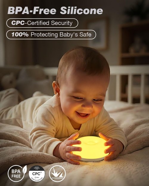 Geecent Baby Night Light, 0 Blue-Light Nursery Egg Light for Breastfeeding, Flip Design, Soft BPA Free, 3 Colors & Dimming, Rechargeable Portable Touch Nightlight for Kids Toddler