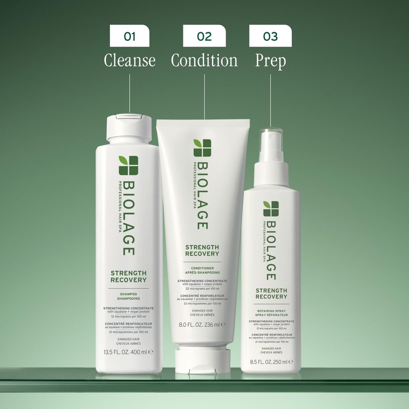Biolage Strength Recovery Repairing Spray - Leave-In Treatment, Strengthens & Repairs Damaged Hair, Heat Protectant, Detangling Leave-In Treatment, With Olive Squalane & Vegan Proteins, 1 Fl Oz