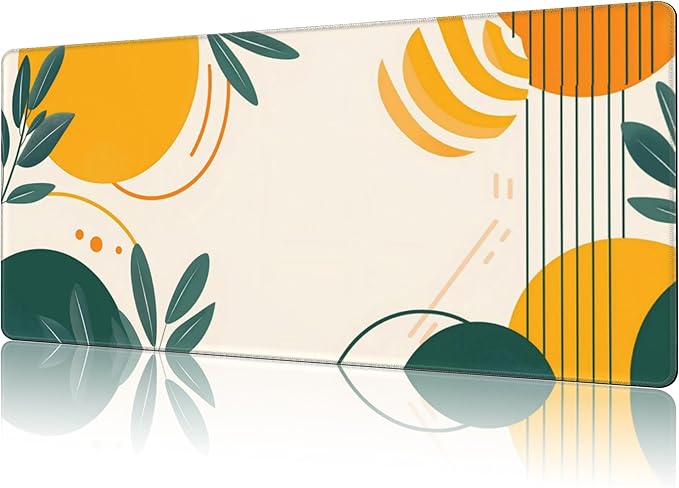 NIYLYNSYN Mouse Pad Large Abstract Shapes and Lines Non-Slip Game Desk Mat with Stitched Edge Laptop Keyboard Desk Pad for Work Home Gaming (35.4 x 15.7 Inches)