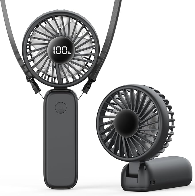 PANERGY Handheld Fan Foldable, 5000mAh Rechargeable Hand Fans with Powerful Cooling, 4 Speeds, LED Display, Portable Fan for Travel,Concerts,Makeup,Lash,Outdoor Events,Gifts Women
