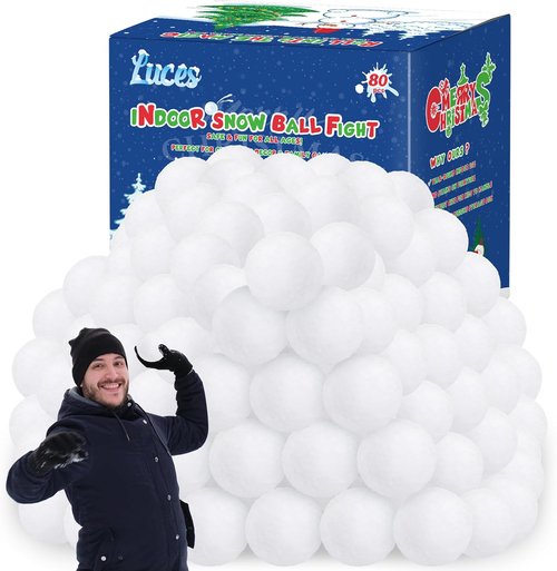 Luces 80 PCS Soft Fake Snow Balls - Indoor & Outdoor Winter Fun | Perfect for Christmas Games