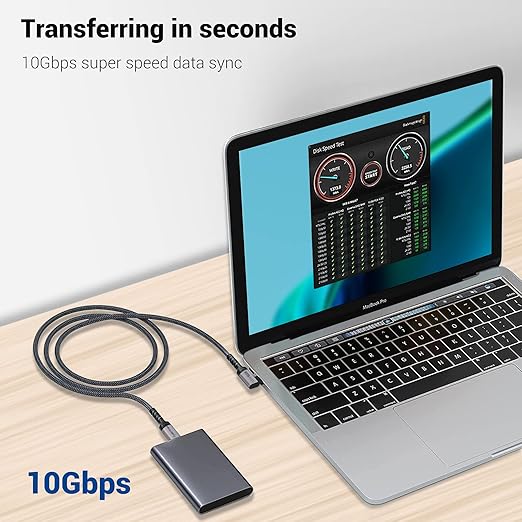 SUMPK USB C to USB C Cable 100W,[2-Pack 6.6ft Right Angle] USB 3.1 Fast Charging Cord 90 Degree 20V/5A Type C PD Cable Compatible for iPhone 15/15 Plus/15 Pro/15 Pro Max/MacBook Pro 2022