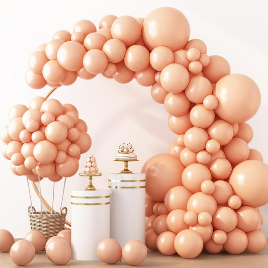 RUBFAC Peach Balloon Garland Kit - 129pcs Latex Balloons in Light Orange & Blush Pink | Perfect for Weddings, Showers & Birthdays