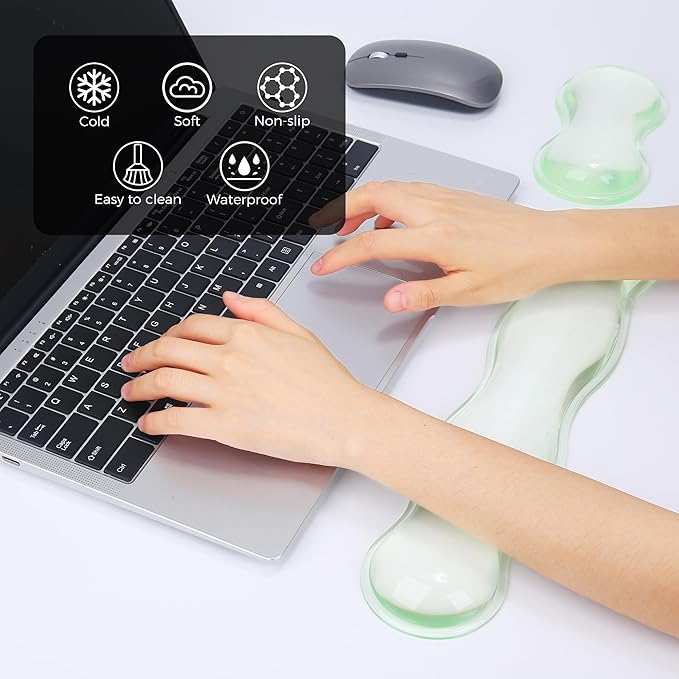 ABRONDA Gel Wrist Rest for Keyboard and Mouse, Wrist Rest for Keyboard, Mouse Wrist Support, Pain Relief, Cool Touch, Non-Skid, Keyboard Wrist pad