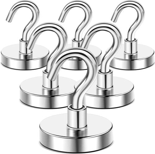 DIYMAG Magnetic Hooks - 170 Lb Heavy Duty Neodymium Magnets for Refrigerator | Strong Hanging Solution
