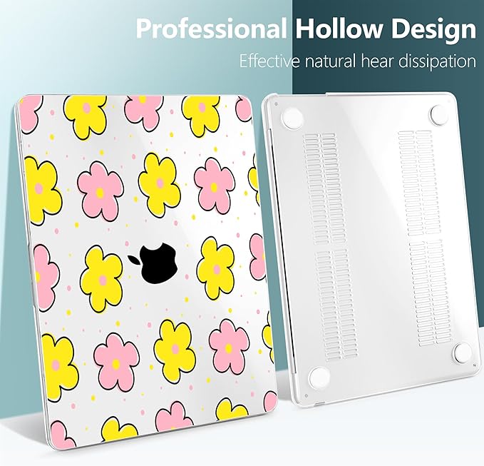 TWOLSKOO Compatible with MacBook Air 13 inch Case M5 2026 M4 2025 M3 M2 2024-2022 A3449 A3240 A3113 A2681, Plastic Hard Shell & Keyboard Cover for MacBook Air 13.6 inch Case, Cute Flowers