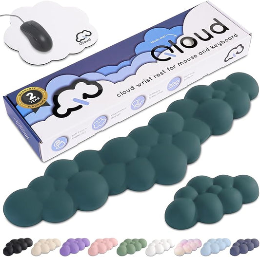 Cloud Keyboard Wrist Rest – Create-ables Qloud Cloud Wrist Rest for Computer Keyboard and Mouse, Ergonomic Memory Foam Wrist Pad with Non-Slip Base, Includes Cloud Mouse Pad – Dark Teal