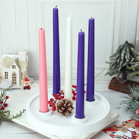 Roshtia Advent Candle Holder - 5 Candlestick Holders | 8.3 Inch White Rustic Farmhouse Decor
