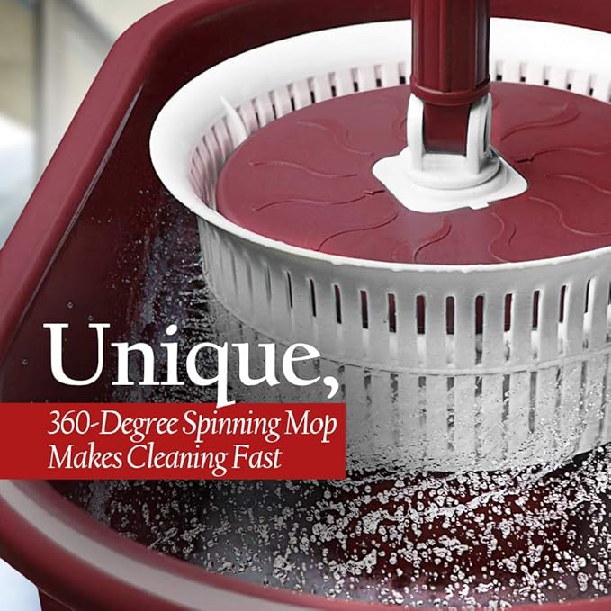 Ruby Red Spin Mop with 2 Extra Mop Heads