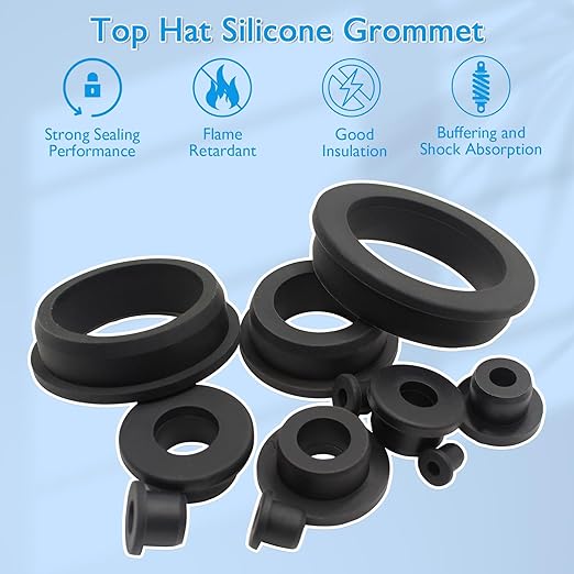 BOPOREAE 2 Pcs 2" Drill Hole, 1-9/16" ID Silicone Rubber Grommets for Wiring, Large Top Hat Grommets, Waterproof Pool L-Shape O-Ring Seal Hose Pipe Gasket for Pump Motor Hydroponic Irrigation Drywall