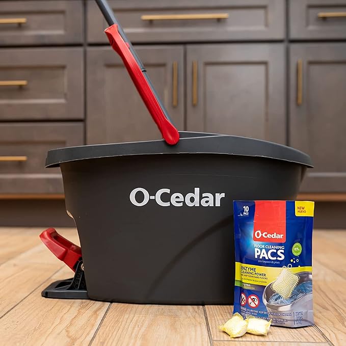 O-Cedar EasyWring Microfiber Spin Mop and Bucket Cleaning System + Citrus and Lavender Pacs (Variety Pack)