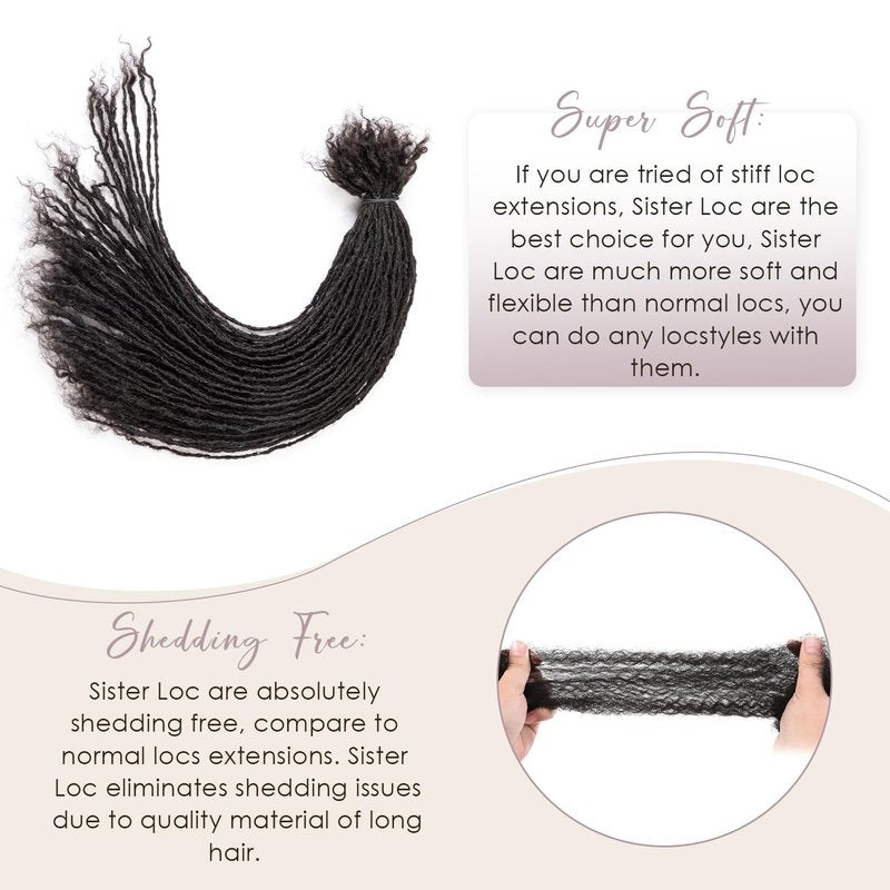 Originea Sister Locs Extensions Human Hair Curly Tips Permanent Micro Locs Extensions Natural Looking Soft Dreadlocks Can Be Bleached and Dyed (1B# 0.1cm, 6 Inch 30 Strands)
