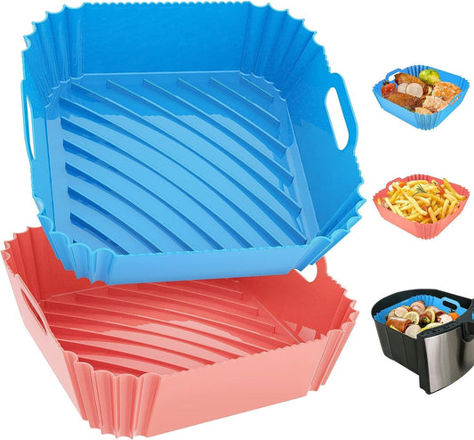 Skiennix Air Fryer Silicone Liners - Reusable 7.1 Inch Square Mats for 4-7 QT Air Fryers | Baking Tray Accessories