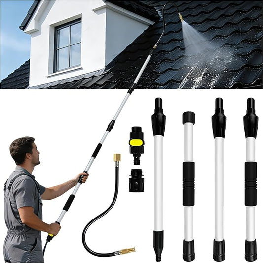 Gutter Cleaning Tools from The Ground,Rain Gutter Cleaner with Heavy Duty Bendable Wand,Gutters Cleaning Hose Attachment,Roof Cleaner for Garden Watering,Car Washing