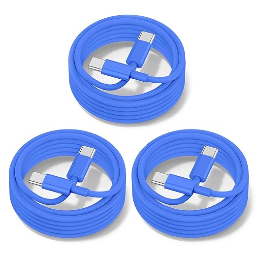 60W USB C to C Cable [3Pack] iPhone 17Air 16e 15 Fast Charging Cable,6ft Long USB-C to USBC Power Cord for iPhone 17/16/15 Pro Plus Pro Max, MacBook Pro Air/IPad/iPad Pro 12.9/11,AirPods 4(Blue)