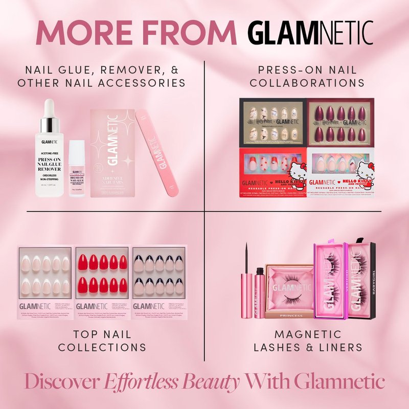 Glamnetic Press On Nails - Pure Hearted | Glossy, Semi-Transparent Short Almond Fake Nails with Heart Accents, Salon Quality | 15 Sizes - 30 Nail Kit with Glue