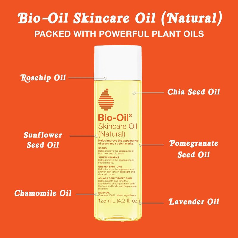Bio-Oil Natural Skincare Oil - Serum for Scars & Stretch Marks | Face & Body Moisturizer, 4.2 Oz