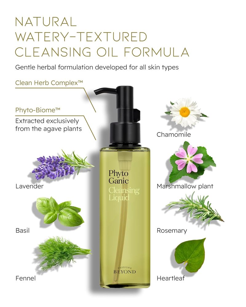 BEYOND Phytoganic Cleansing Liquid - Vegan Korean Face Wash | 6.8 fl oz, Gentle All-in-One Cleanser