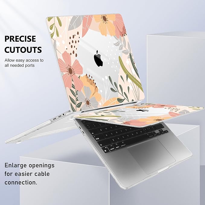 Lepeoac for MacBook Pro 16 inch Case 2019 2020 Release Model A2141, Plastic Hard Shell Cover with Keyboard Cover & Screen Protector for MacBook Pro 16 inch with Touch Bar & Touch ID - Floral P227