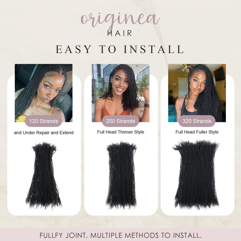 Originea Sister Locs Extensions Human Hair Curly Tips Permanent Micro Locs Extensions Natural Looking Soft Dreadlocks Can Be Bleached and Dyed (1B# 0.1cm, 6 Inch 30 Strands)